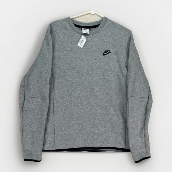 Nike Sportswear Tech Fleece Crew Sweatshirt Gray Sz‎ Medium CU4505 - Picture 1 of 7